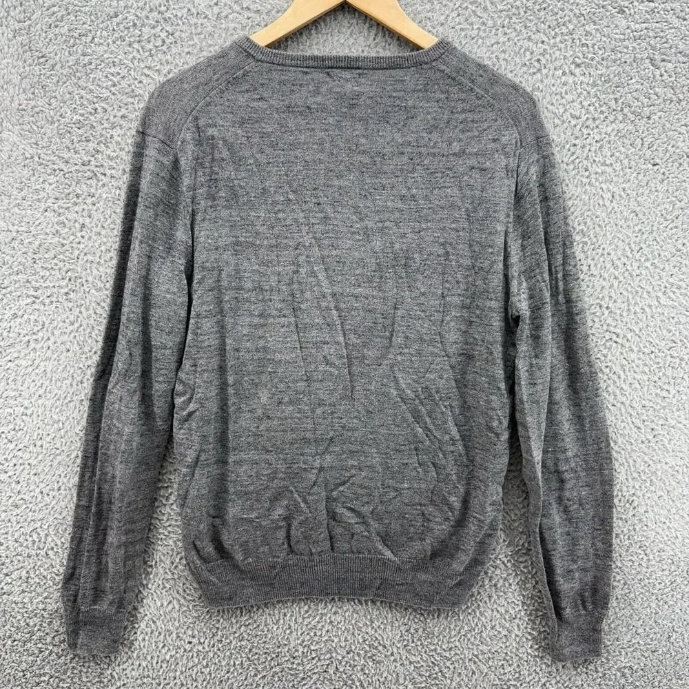 J Crew Sweater Mens S Interstellar Gray V-Neck Pullover Sweatshirt Casual Cotton